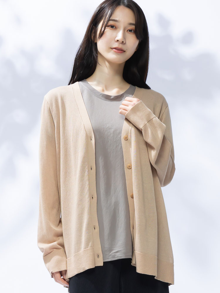 ベージュ長袖カーディガン ld202505cardigan
